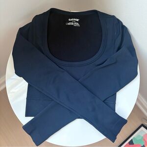 Garage Navy Blue Long Sleeve Crop Top